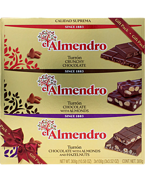El Almendro Turron, Chocolate and Almond (Gift Pack of 3)