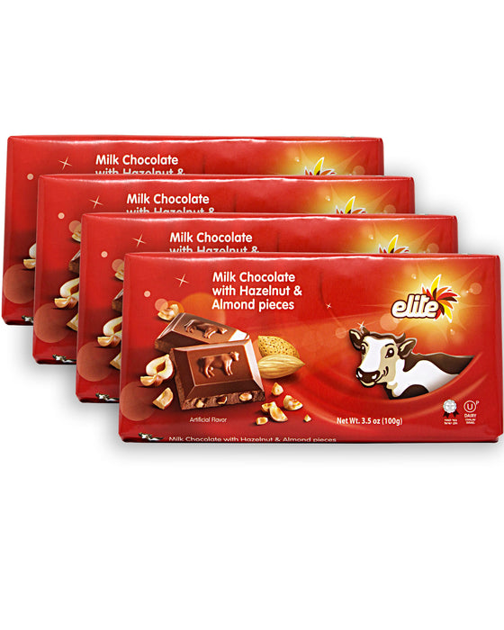 Elite Milk Chocolate with Almonds and Hazelnuts - Pack of 4