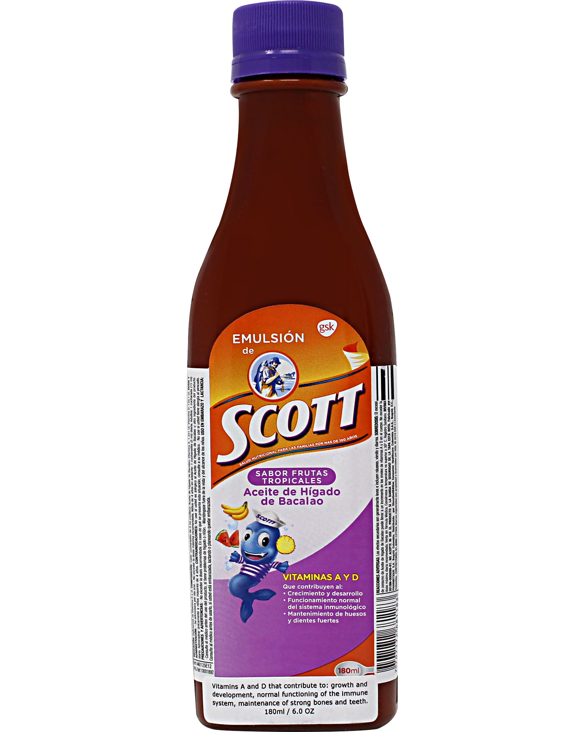 Emulsion Scott hecha en Colombia 350 ml Frutas tropicales/ Tropical Fruit