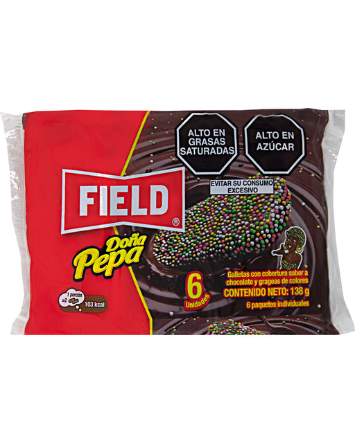 Field Doña Pepa Cookies with Chocolate and Sprinkles (Pack of 6)