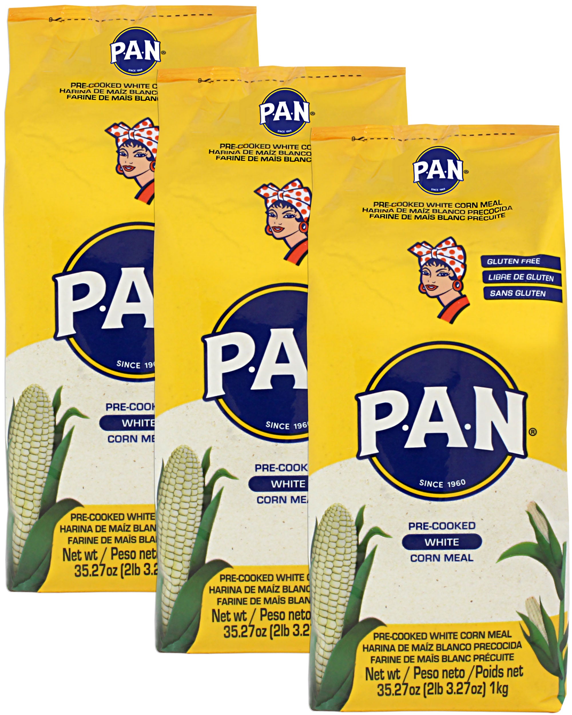 Harina PAN White Corn Meal (Pack of 3) - 105 oz / 3 Kg