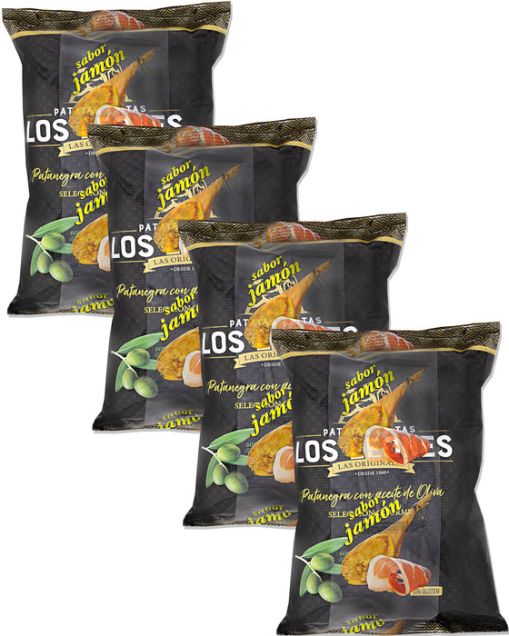 Los Leones Potato Chips with Olive Oil (Ham Flavor) (Pack of 4)