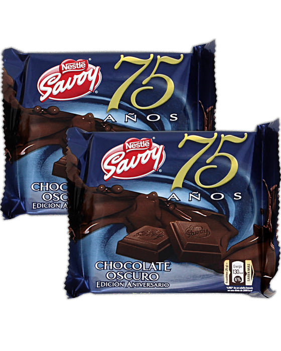 Nestle Savoy Chocolate Oscuro 75 Aniversario (Dark Chocolate) (Pack of 2)