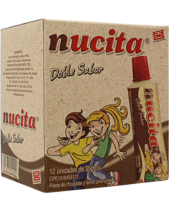 Nucita Doble Sabor Chocolate & Milk Cream Tubes (Box of 12)